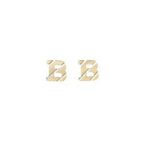 14K Yellow Gold Initial B Stud Earrings Tiny Letter Posts 0.29g